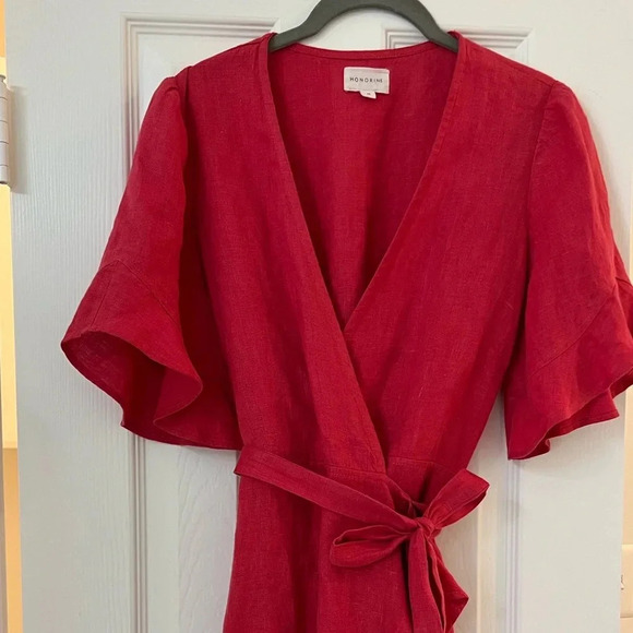 Honorine Edie Washable Linen Ruffle Wrap Dress - Picture 4 of 12